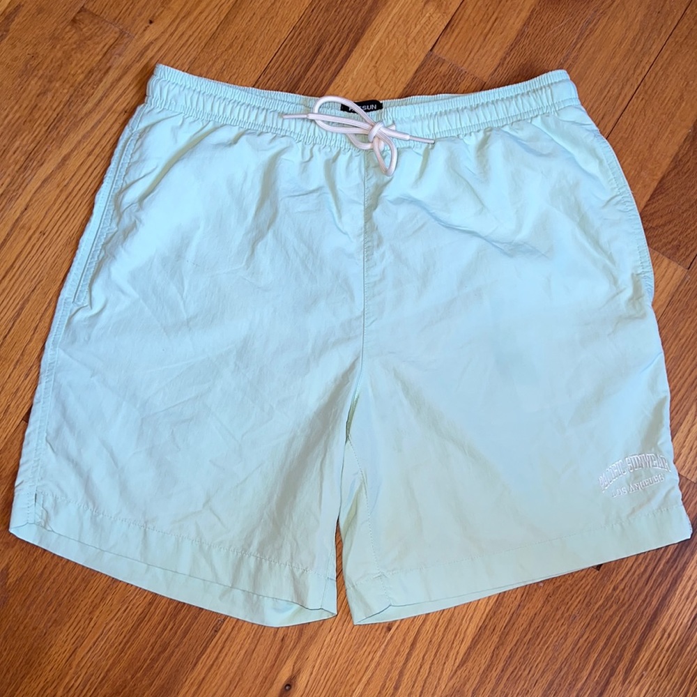 Men’s PacSun swimsuit, bathing suit, swimming trunks, size small EUC light green